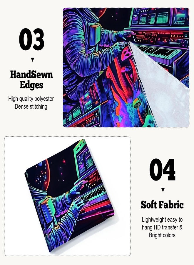 BVBOX Astronaut Space Blacklight Tapestry 79"x59", UV Reactive Astronaut Electronic Piano Universe Galaxy Planet Glow in Dark Music Tapestries, Black Light Neon Upright Poster Wall Hanging Backdrop Decor for Bedroom Living Room - Image 5